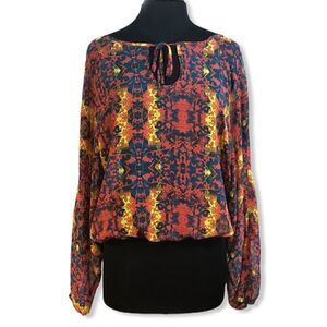𝅺princess Vera Wang Printed Boho Blouse Sz XL